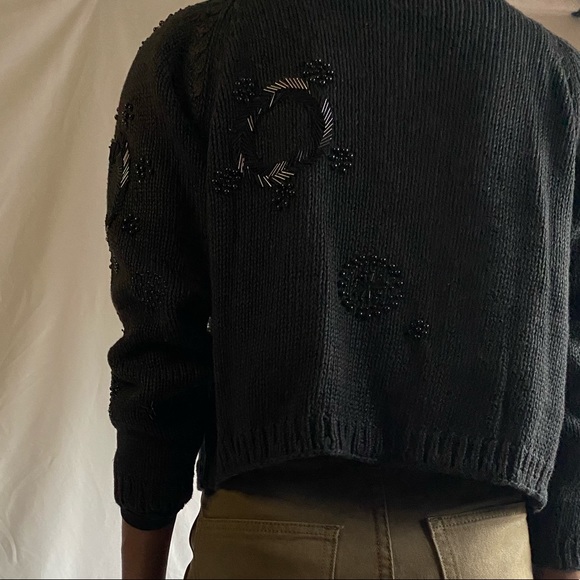 Crop sequins vintage sweater cardigan size small made in Hong Kong - Picture 6 of 9